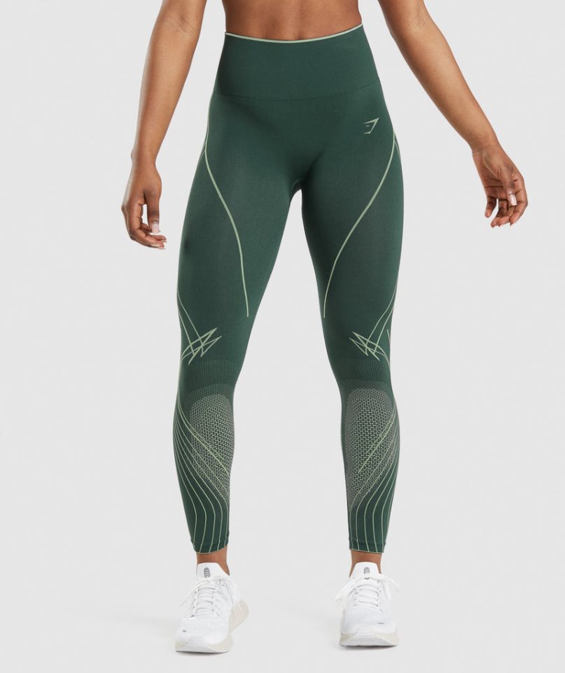 Women\'s Gymshark Apex Seamless High Rise Leggings Green | CA 713A5D